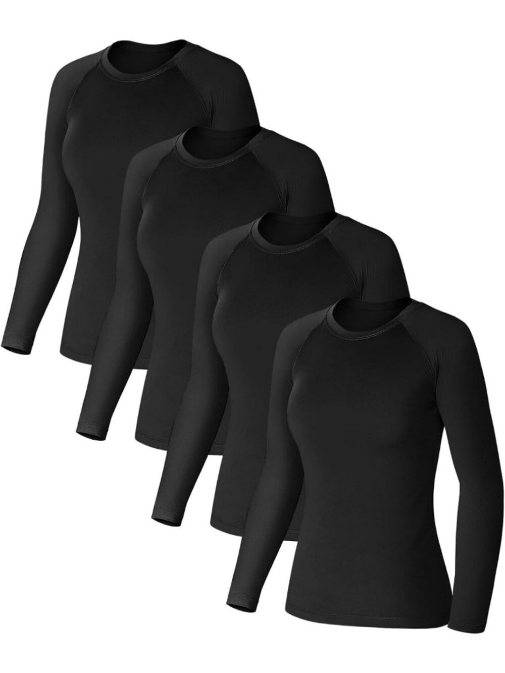4 Pack Women's Compression Workout Tops - Moisture-Wicking, Stretchy Fit